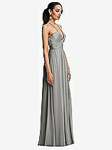 Side View Thumbnail - Chelsea Gray Plunging V-Neck Criss Cross Strap Back Maxi Dress