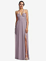 Front View Thumbnail - Lilac Dusk Plunging V-Neck Criss Cross Strap Back Maxi Dress