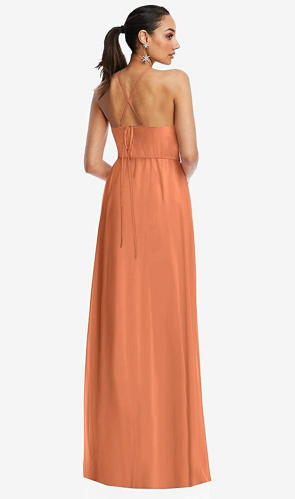 Back View - Sweet Melon Plunging V-Neck Criss Cross Strap Back Maxi Dress
