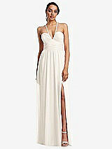 Front View Thumbnail - Ivory Plunging V-Neck Criss Cross Strap Back Maxi Dress