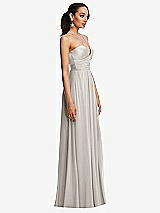 Side View Thumbnail - Oyster Plunging V-Neck Criss Cross Strap Back Maxi Dress