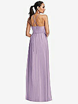 Rear View Thumbnail - Pale Purple Plunging V-Neck Criss Cross Strap Back Maxi Dress