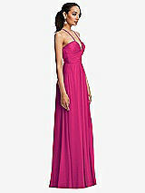 Side View Thumbnail - Think Pink Plunging V-Neck Criss Cross Strap Back Maxi Dress