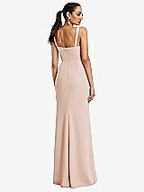 Rear View Thumbnail - Cameo Cowl-Neck Wide Strap Crepe Trumpet Gown with Front Slit