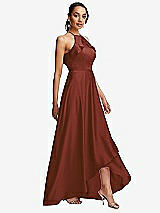 Side View Thumbnail - Auburn Moon Ruffle-Trimmed Bodice Halter Maxi Dress with Wrap Slit
