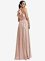 Rear View Thumbnail - Toasted Sugar Ruffle-Trimmed Bodice Halter Maxi Dress with Wrap Slit
