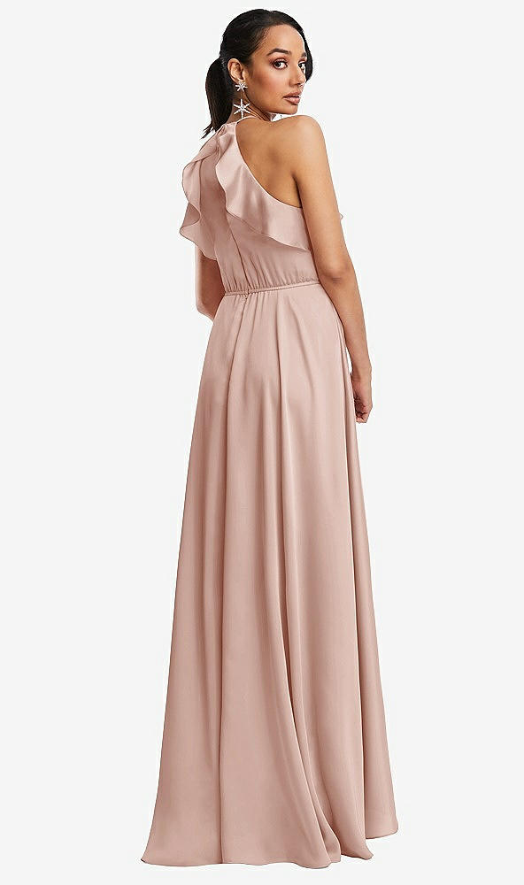 Back View - Toasted Sugar Ruffle-Trimmed Bodice Halter Maxi Dress with Wrap Slit