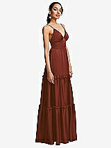 Side View Thumbnail - Auburn Moon Low-Back Triangle Maxi Dress with Ruffle-Trimmed Tiered Skirt