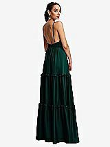 Rear View Thumbnail - Evergreen Low-Back Triangle Maxi Dress with Ruffle-Trimmed Tiered Skirt