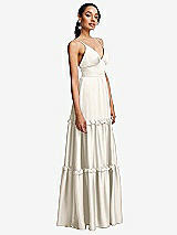 Side View Thumbnail - Ivory Low-Back Triangle Maxi Dress with Ruffle-Trimmed Tiered Skirt