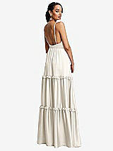 Rear View Thumbnail - Ivory Low-Back Triangle Maxi Dress with Ruffle-Trimmed Tiered Skirt