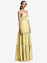 Side View Thumbnail - Pale Yellow Low-Back Triangle Maxi Dress with Ruffle-Trimmed Tiered Skirt