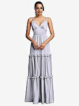 Front View Thumbnail - Silver Dove Low-Back Triangle Maxi Dress with Ruffle-Trimmed Tiered Skirt