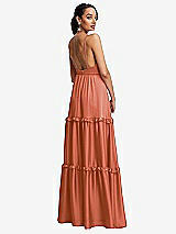 Rear View Thumbnail - Terracotta Copper Low-Back Triangle Maxi Dress with Ruffle-Trimmed Tiered Skirt
