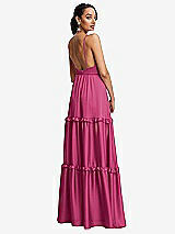 Rear View Thumbnail - Tea Rose Low-Back Triangle Maxi Dress with Ruffle-Trimmed Tiered Skirt