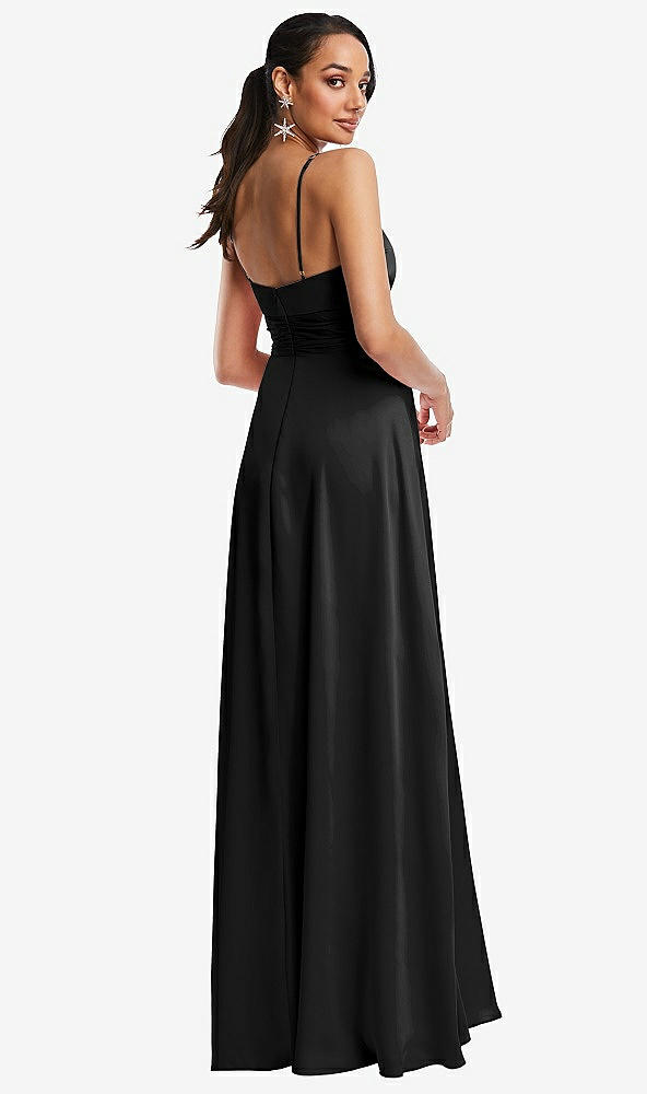 Back View - Black Triangle Cutout Bodice Maxi Dress with Adjustable Straps