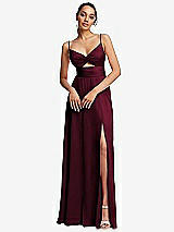 Front View Thumbnail - Cabernet Triangle Cutout Bodice Maxi Dress with Adjustable Straps