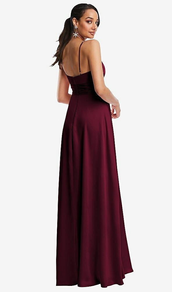 Back View - Cabernet Triangle Cutout Bodice Maxi Dress with Adjustable Straps