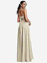 Rear View Thumbnail - Champagne Triangle Cutout Bodice Maxi Dress with Adjustable Straps