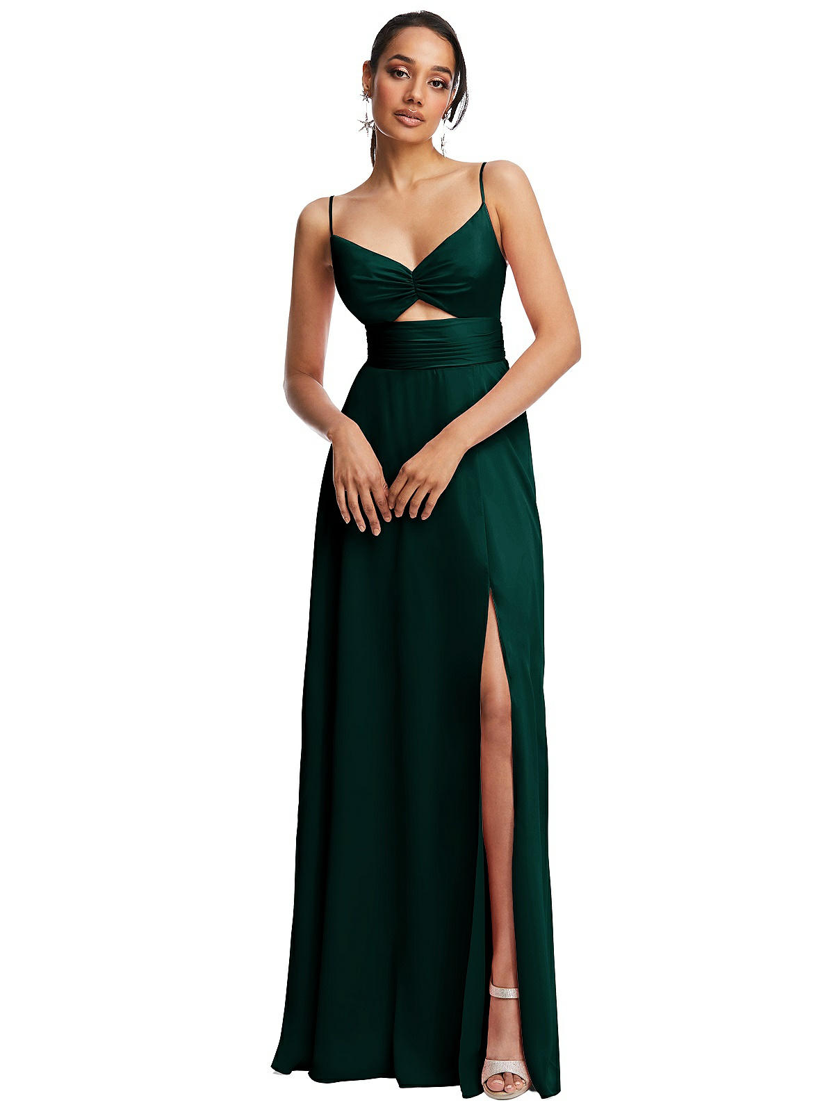 Triangle Cutout Bodice Maxi Bridesmaid Dress With Adjustable Straps In ...