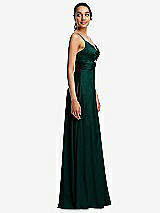 Side View Thumbnail - Evergreen Triangle Cutout Bodice Maxi Dress with Adjustable Straps
