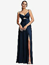 Front View Thumbnail - Midnight Navy Triangle Cutout Bodice Maxi Dress with Adjustable Straps