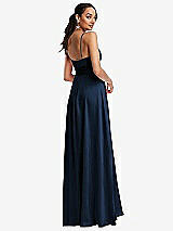 Rear View Thumbnail - Midnight Navy Triangle Cutout Bodice Maxi Dress with Adjustable Straps