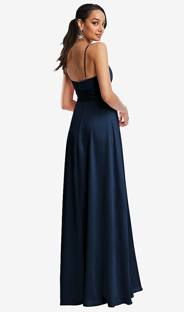 Back View - Midnight Navy Triangle Cutout Bodice Maxi Dress with Adjustable Straps