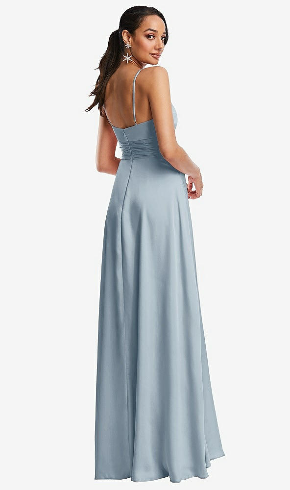 Back View - Mist Triangle Cutout Bodice Maxi Dress with Adjustable Straps