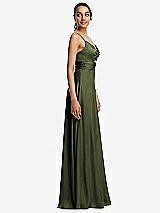 Side View Thumbnail - Olive Green Triangle Cutout Bodice Maxi Dress with Adjustable Straps