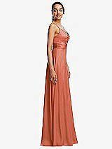 Side View Thumbnail - Terracotta Copper Triangle Cutout Bodice Maxi Dress with Adjustable Straps