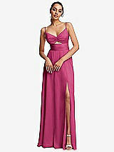 Front View Thumbnail - Tea Rose Triangle Cutout Bodice Maxi Dress with Adjustable Straps