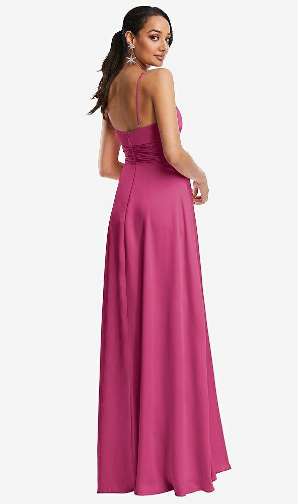Back View - Tea Rose Triangle Cutout Bodice Maxi Dress with Adjustable Straps