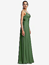 Side View Thumbnail - Vineyard Green Triangle Cutout Bodice Maxi Dress with Adjustable Straps