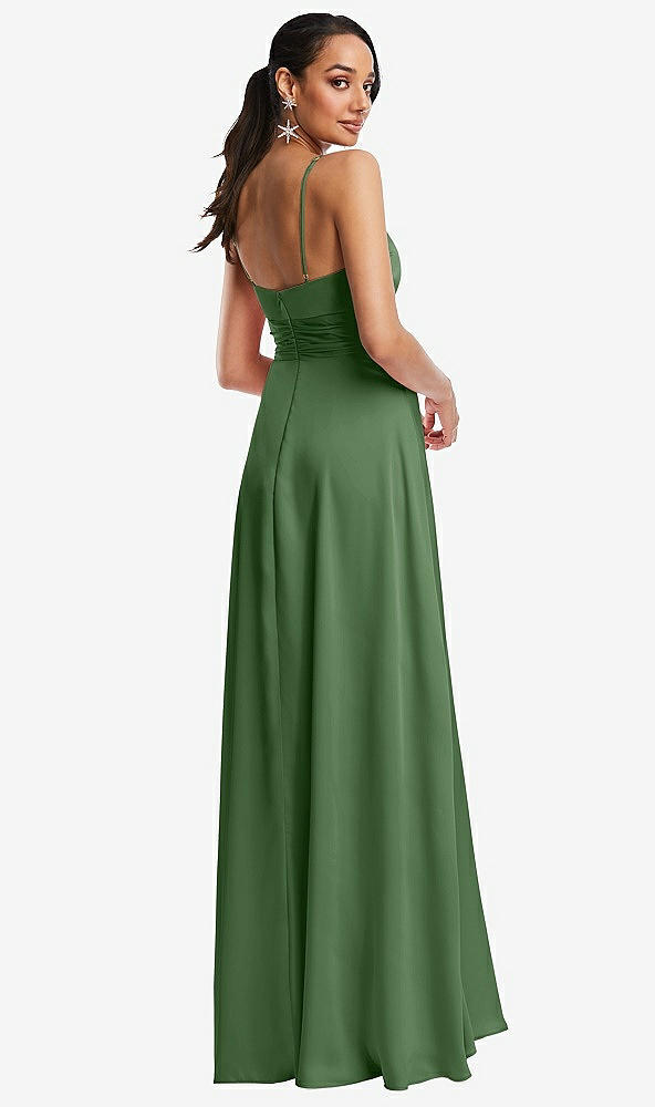 Back View - Vineyard Green Triangle Cutout Bodice Maxi Dress with Adjustable Straps