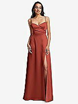 Front View Thumbnail - Amber Sunset Adjustable Strap A-Line Faux Wrap Maxi Dress
