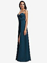 Side View Thumbnail - Atlantic Blue Adjustable Strap A-Line Faux Wrap Maxi Dress