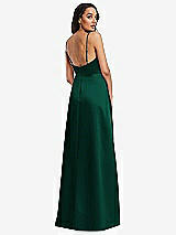 Rear View Thumbnail - Hunter Green Adjustable Strap A-Line Faux Wrap Maxi Dress