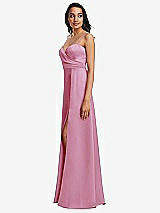 Side View Thumbnail - Powder Pink Adjustable Strap A-Line Faux Wrap Maxi Dress