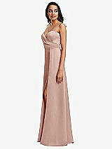 Side View Thumbnail - Toasted Sugar Adjustable Strap A-Line Faux Wrap Maxi Dress