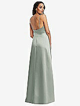 Rear View Thumbnail - Willow Green Adjustable Strap A-Line Faux Wrap Maxi Dress