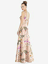 Rear View Thumbnail - Butterfly Botanica Pink Sand Sleeveless Square-Neck Princess Line Floral Gown with Pockets