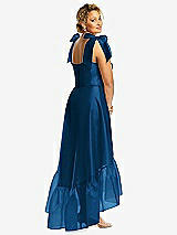 Alt View 3 Thumbnail - Comet Convertible Deep Ruffle Hem High Low Organdy Dress with Scarf-Tie Straps