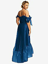 Rear View Thumbnail - Comet Convertible Deep Ruffle Hem High Low Organdy Dress with Scarf-Tie Straps