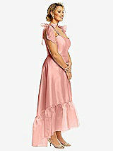 Alt View 2 Thumbnail - Apricot Convertible Deep Ruffle Hem High Low Organdy Dress with Scarf-Tie Straps