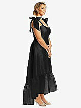 Alt View 2 Thumbnail - Black Convertible Deep Ruffle Hem High Low Organdy Dress with Scarf-Tie Straps