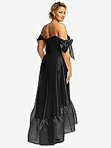 Rear View Thumbnail - Black Convertible Deep Ruffle Hem High Low Organdy Dress with Scarf-Tie Straps