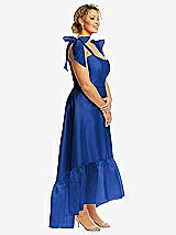 Alt View 2 Thumbnail - Sapphire Convertible Deep Ruffle Hem High Low Organdy Dress with Scarf-Tie Straps