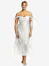 Front View Thumbnail - Starlight Convertible Deep Ruffle Hem High Low Organdy Dress with Scarf-Tie Straps