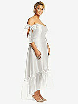 Side View Thumbnail - Starlight Convertible Deep Ruffle Hem High Low Organdy Dress with Scarf-Tie Straps
